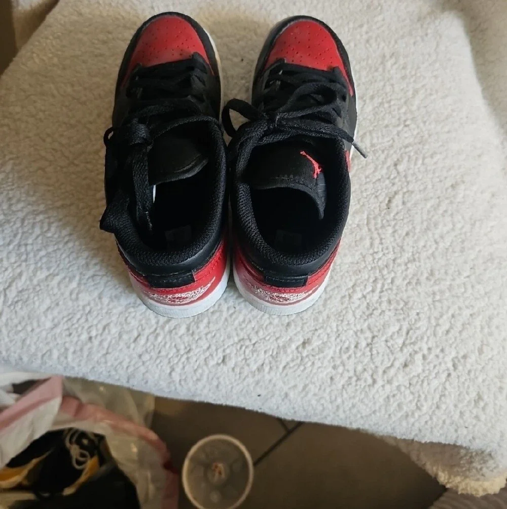 Jordan Youth Black And Red Sneaker with Jumpman Label